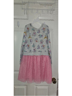 Girls Disney Princess Jumping Beans Casual Dress Size 8 Gray Pink